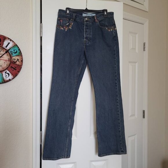 Ladies Vintage GAP embroidered button fly boot cut jeans, 100% cotton, 10R. - Picture 1 of 7
